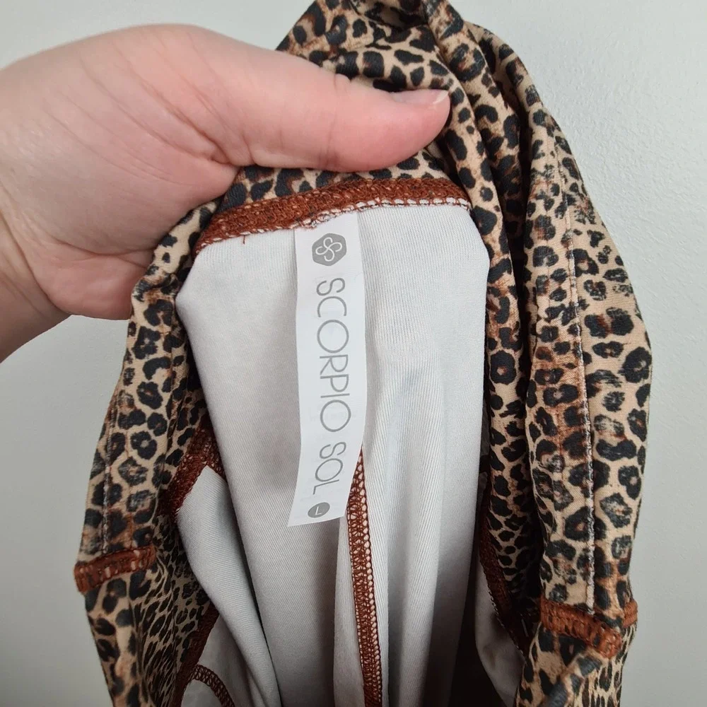 Scorpio Sol High Waist Cheetah Print Soft Leggings Large‎ Tapered Leg Pocket - Picture 8 of 9